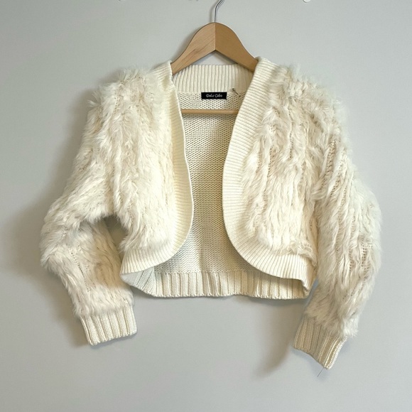 Dolce Cabo Ivory Rabbit Fur Sweater - Picture 1 of 8